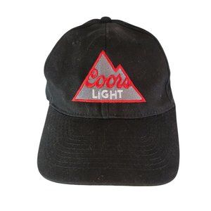 Coors Light Beer Baseball Cap Hat Black Size Adjustable Advertising Silver Logo